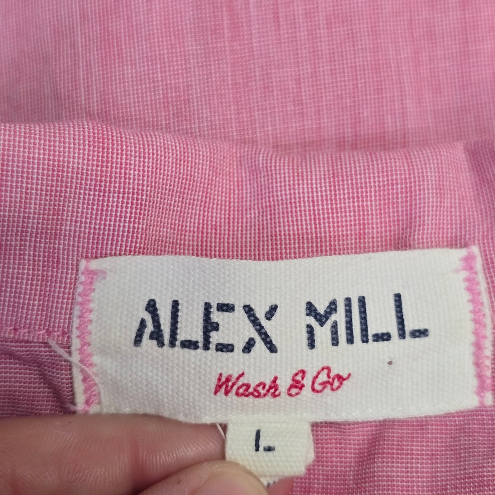 Alex Mill Wash & Go Shirt Womens L Pink Cotton Short Sleeve Camp Collar Casual - Picture 5 of 11